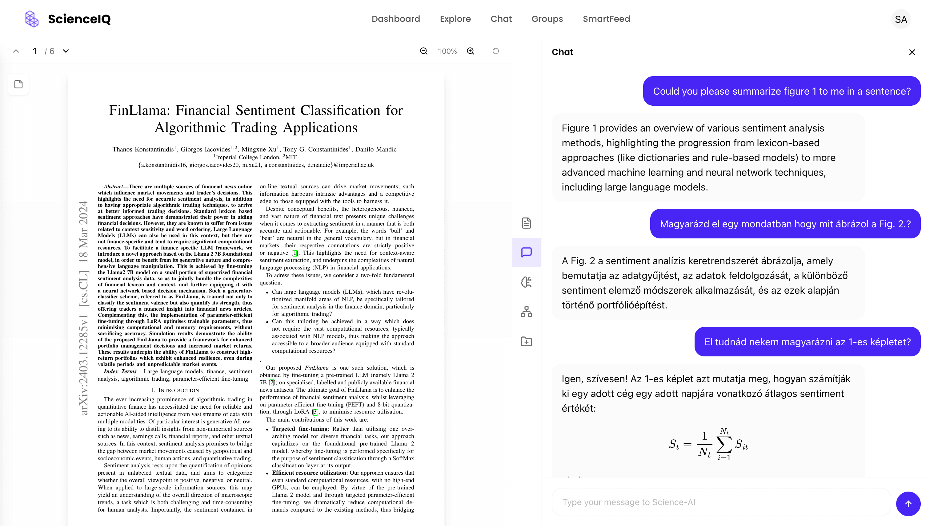 ScienceIQ - Document analysis with AI chat